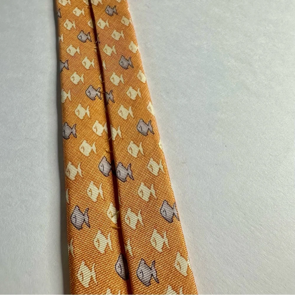 Carlo Palazzi Golden Collection Swimming Fish Classic Silk Tie 3.75”